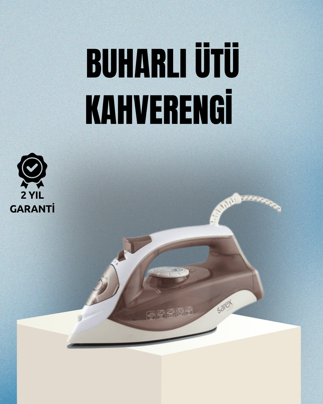 2200 Watt Buharlı Ütü Kahverengi Seramik Taban Şok Buharlı