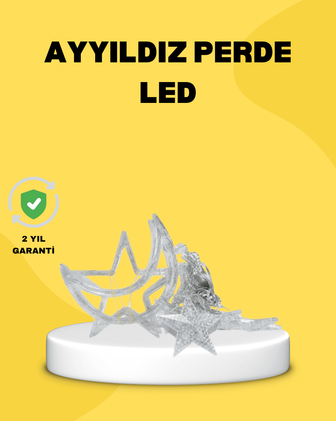 126 LED'li Yıldız Ay Perde Işık Prizden Çalışan Dekoratif Aydınlatma