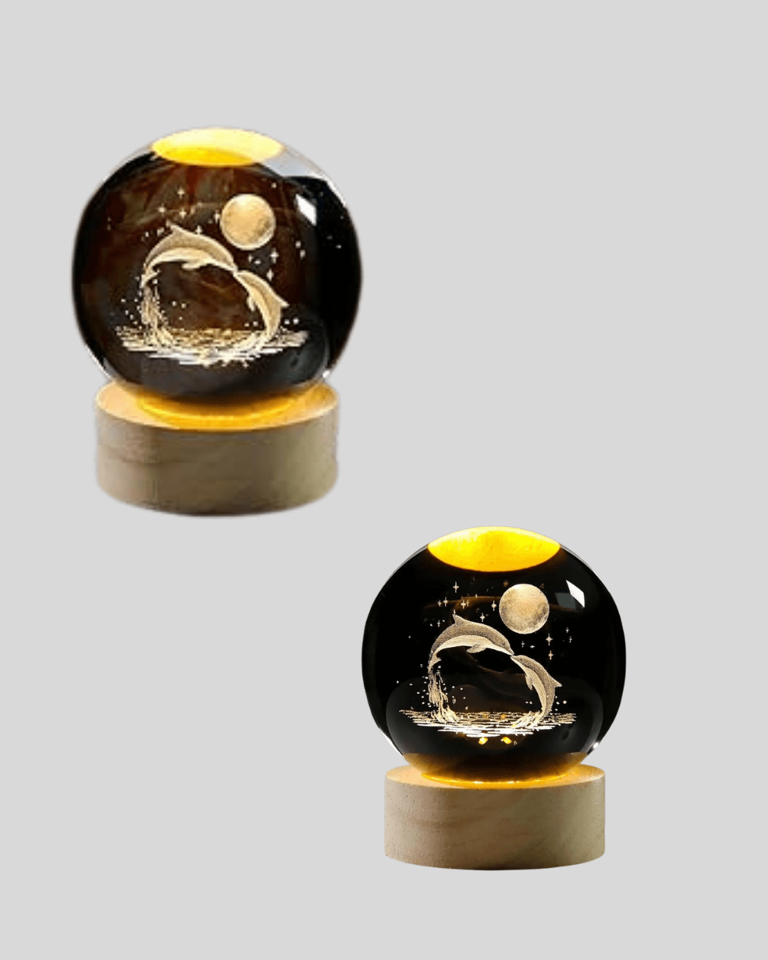 LED Işıklı Yunus Küre Ahşap Standlı Modern Dekoratif Aksesuar 5