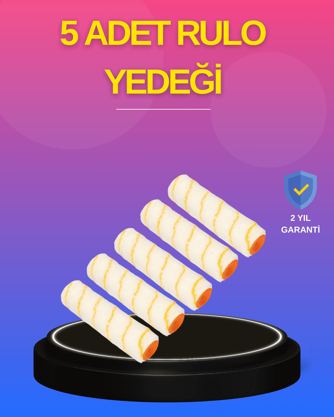 5’li Detay Boya Rulo Takımı Pürüzsüz Yüzey İçin İdeal