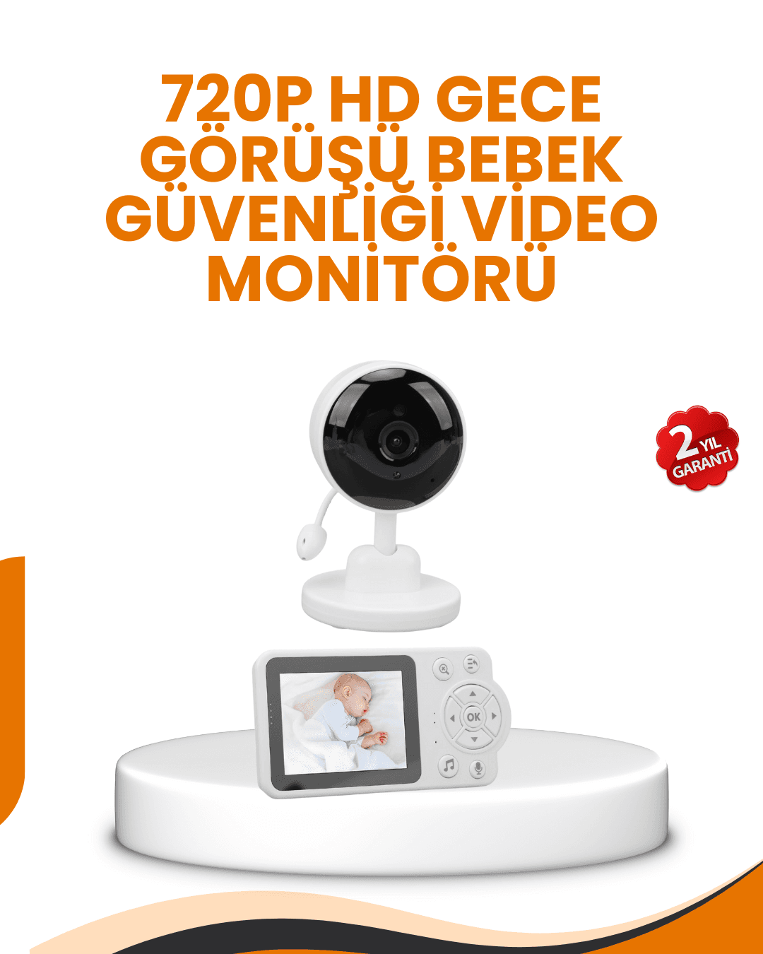 Ebeveyn Kontrollü 2.8 İnç Bebek Monitörü Gece Görüş ve Sıcaklık Ölçümü