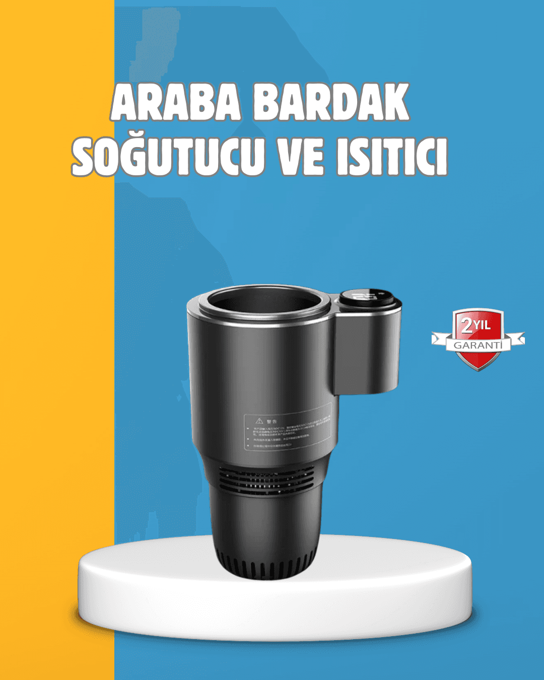 Dijital Ekranlı Akıllı Bardaklık Araç İçi Termal Isıtıcı Soğutucu