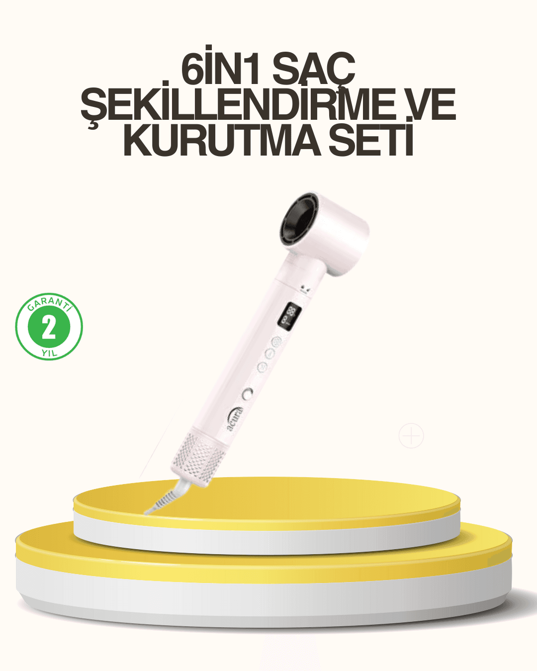 Motorlu LCD Ekranlı Saç Şekillendirme Seti 6-in-1 Airstyle 110.000 RPM