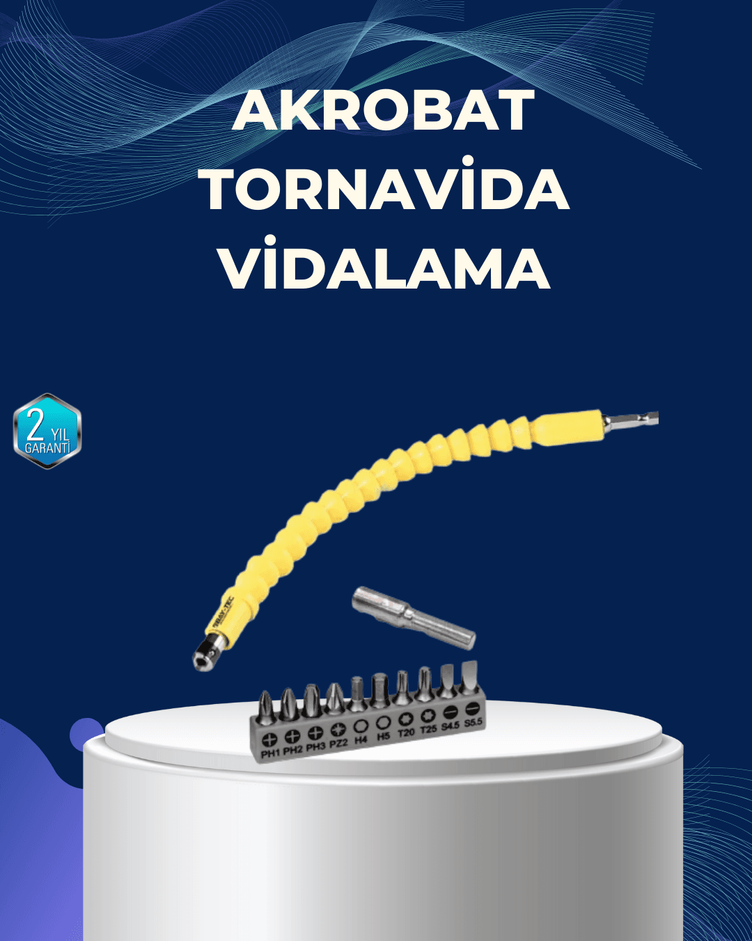 12’li Akrobat Bits Vidalama Seti Esnek Uç Çok Yönlü Kullanım