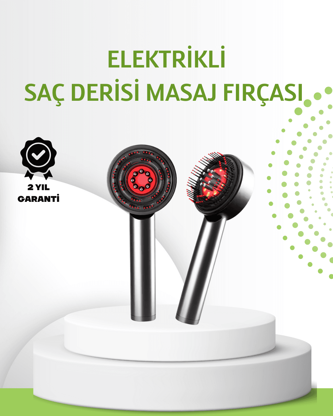 Şarjlı Saç Derisi Masaj Cihazı Kırmızı Işık ve 3D Tarak Dişli