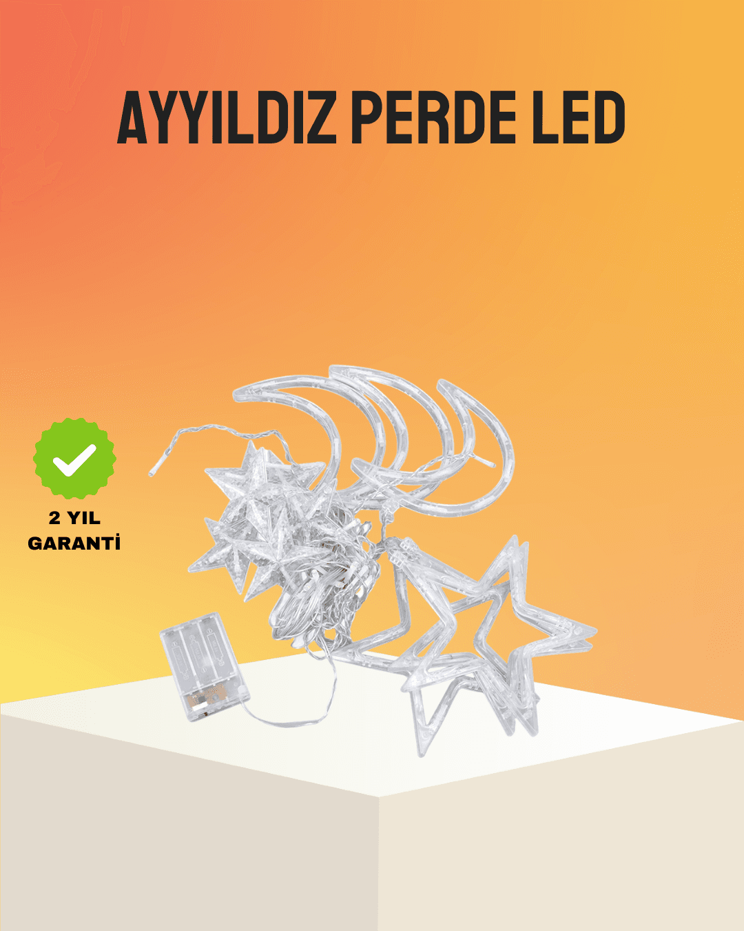Yıldız ve Ay Figürlü Prizli Perde LED Işık 126 LED Romantik Ortam Aydınlatması