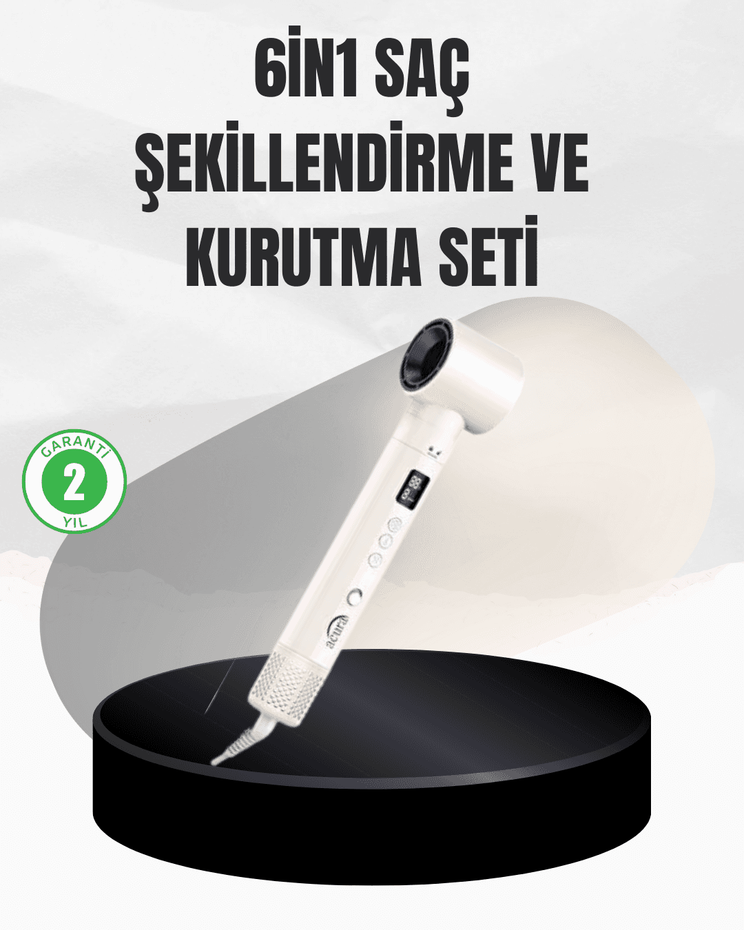 6 Başlıklı Hızlı Kurutma ve Bukle Şekillendirme Seti Negatif İyon Teknolojisi