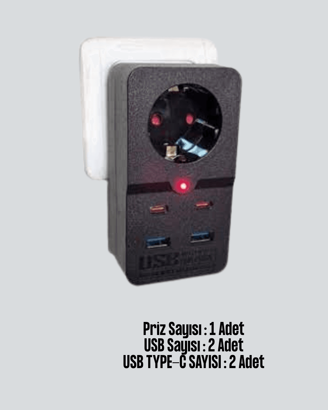 Tip Akım Koruma Prizi 10A 2500W USB Type C Destekli 3