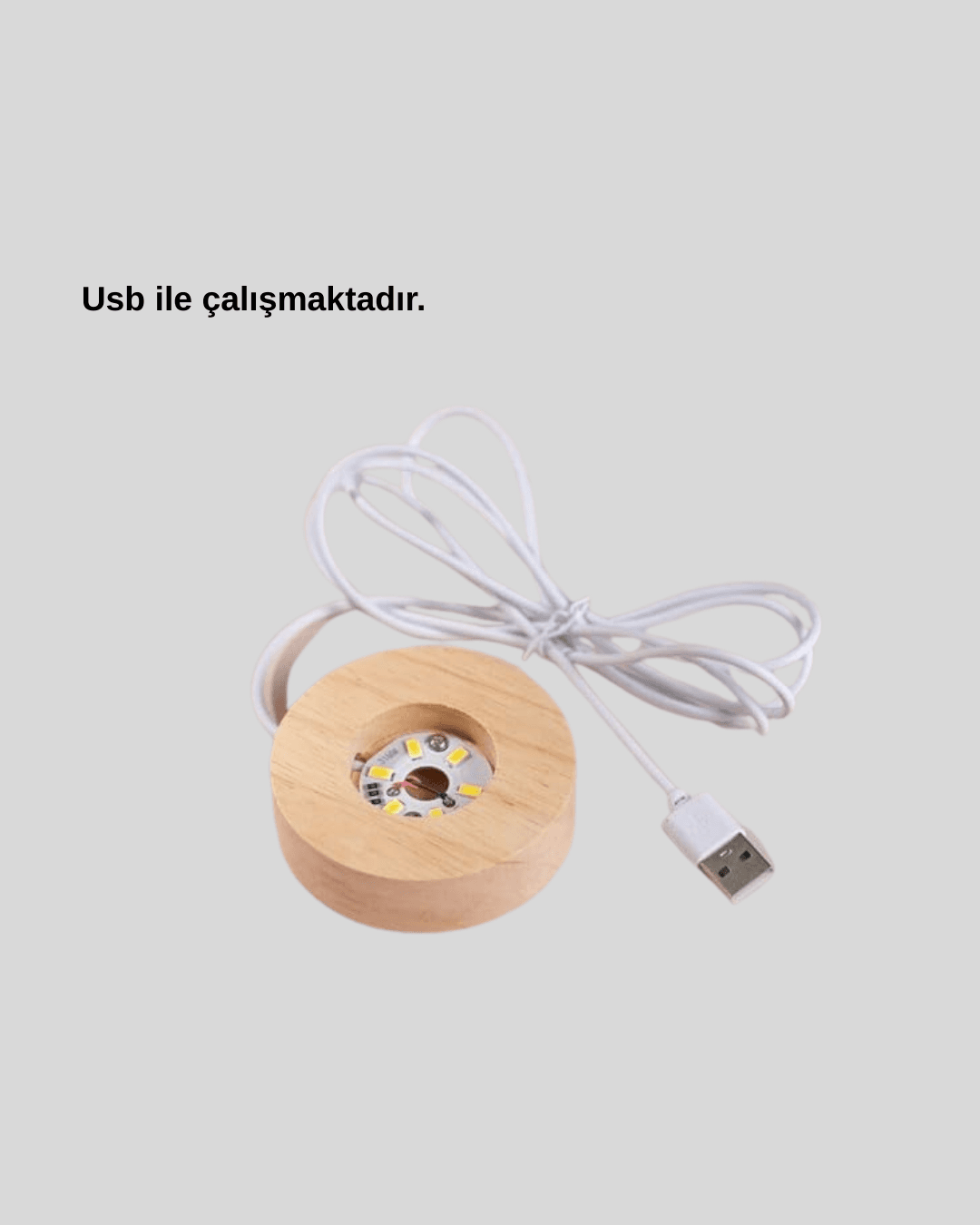 Dekoratif LED Kristal Küre Ahşap Altlıklı Şık Gece Lambası 3