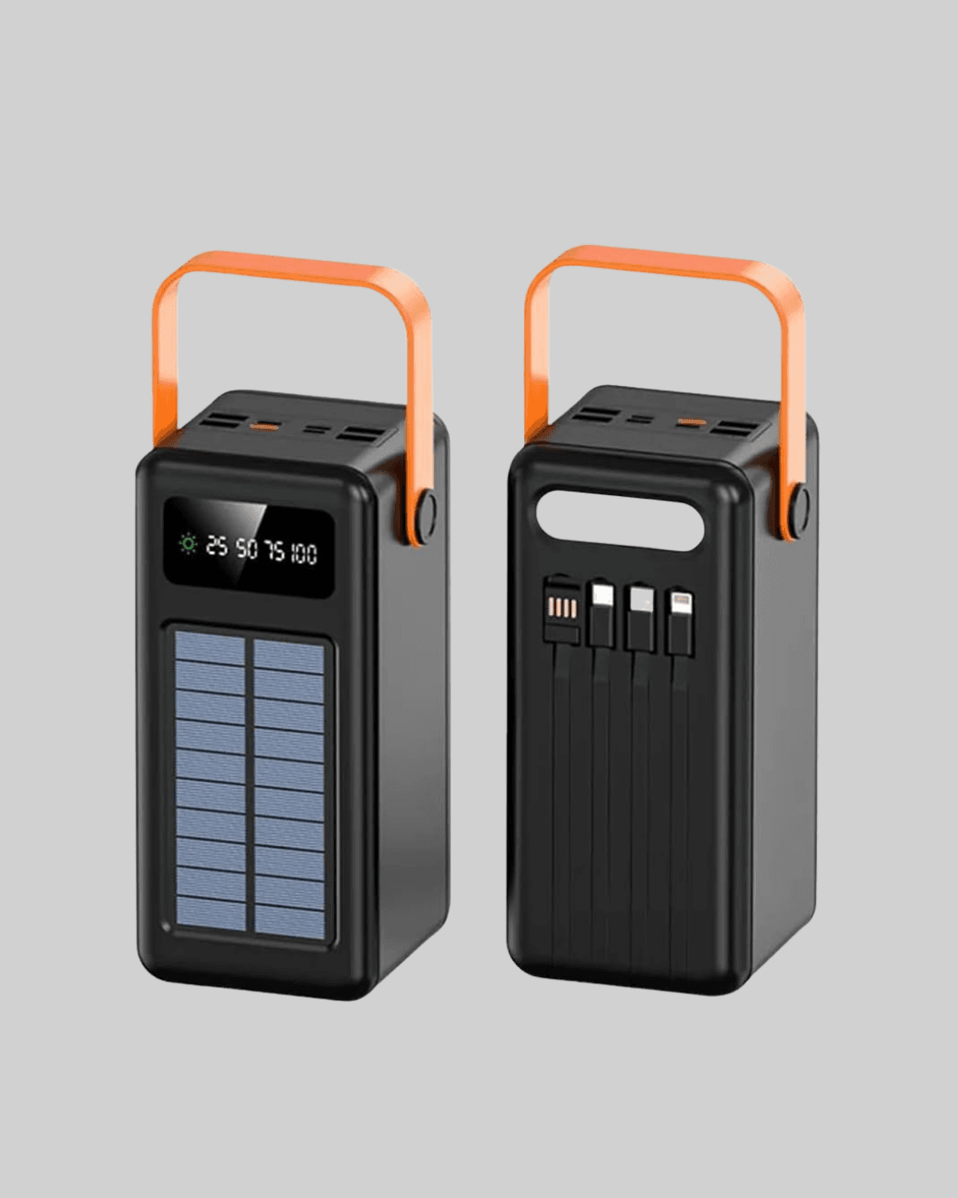 80000 mAh Güneş Enerjili Powerbank 4 Kablolu Type C Lightning Micro USB 5