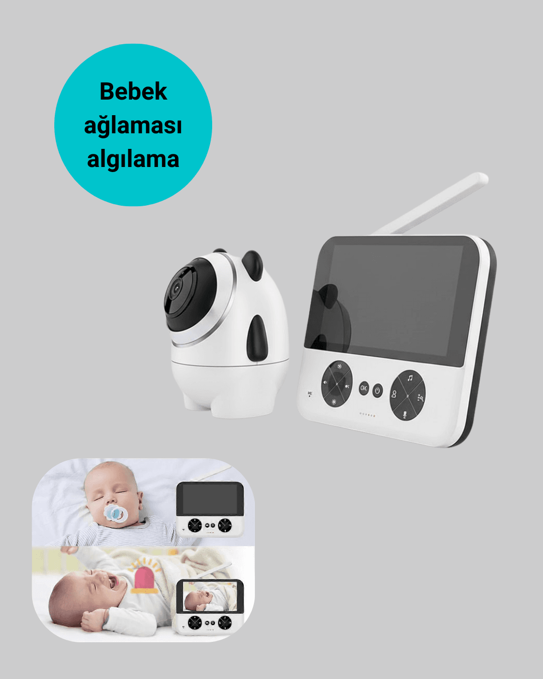 720P Bebek Kamerası Uzaktan Kontrollü Gece Görüşlü Monitör 4