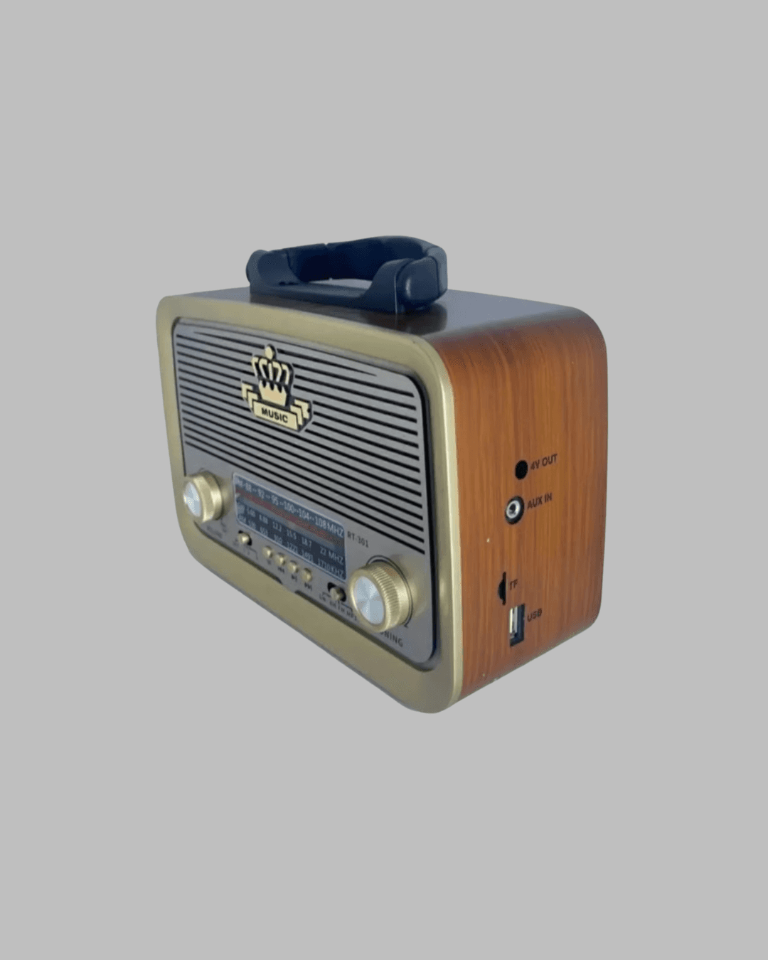 Eskitme Tasarımlı Ahşap Bluetooth Radyo LED Aydınlatmalı 4