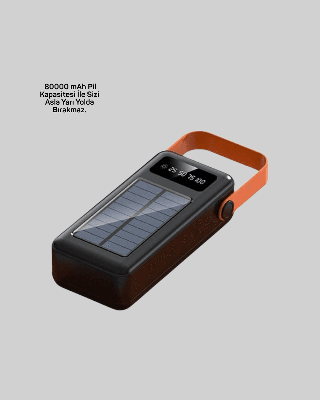 80000 mAh Güneş Enerjili Powerbank 4 Kablolu Type C Lightning Micro USB 4
