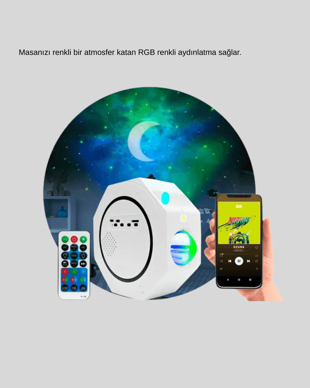 Taşınabilir 360° Ayarlanabilir Gökyüzü Projeksiyon Lambası 5