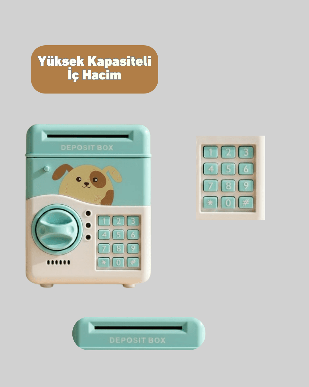 Su Yeşili Işıklı Sesli Elektronik Şifreli Çocuk Kumbarası 5