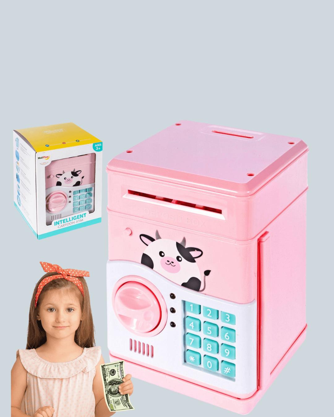 Pembe Şifreli Eğitici ATM Kasa Çocuk Kumbarası 5