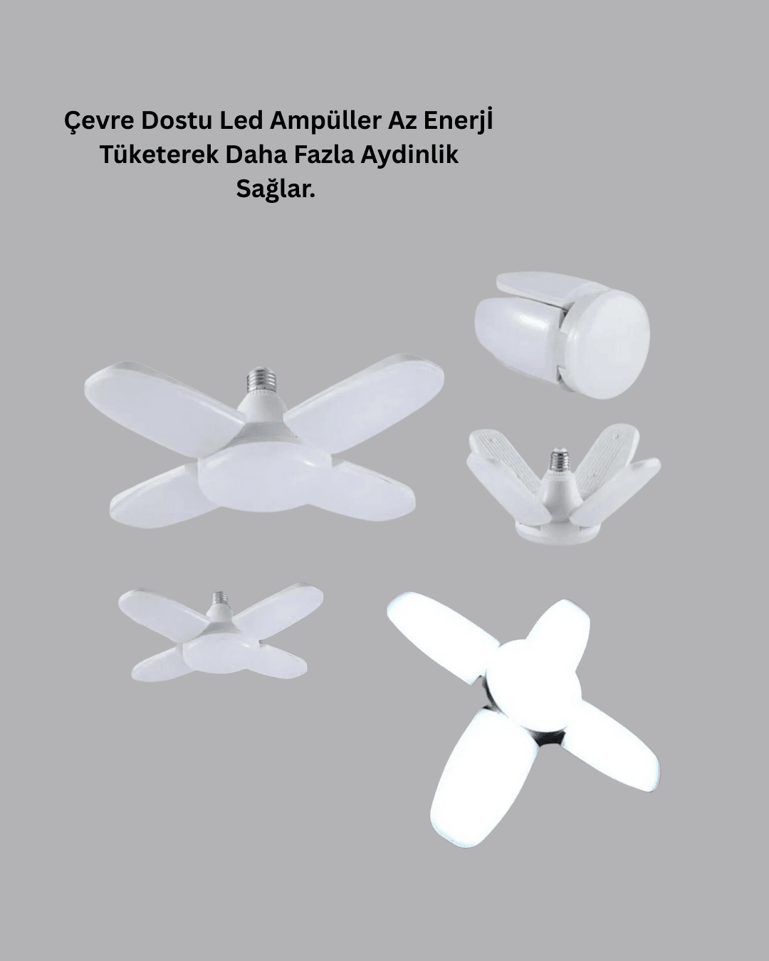 Enerji Tasarruflu LED Ampül 60 Watt 4 Kollu Beyaz Işık 5