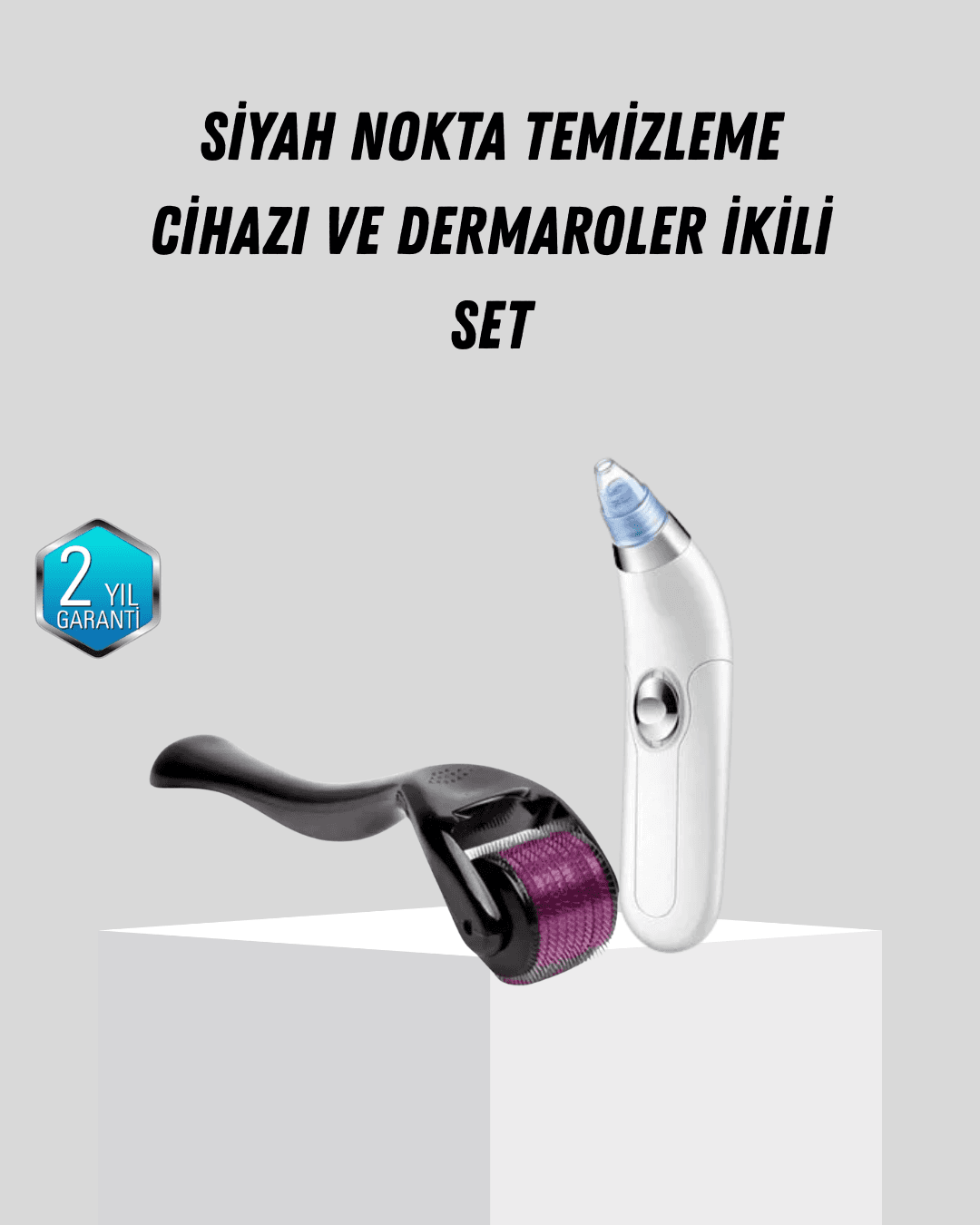 Dermaroller ve Vakumlu Siyah Nokta Temizleme Cihazı 2’li Cilt Bakım Seti