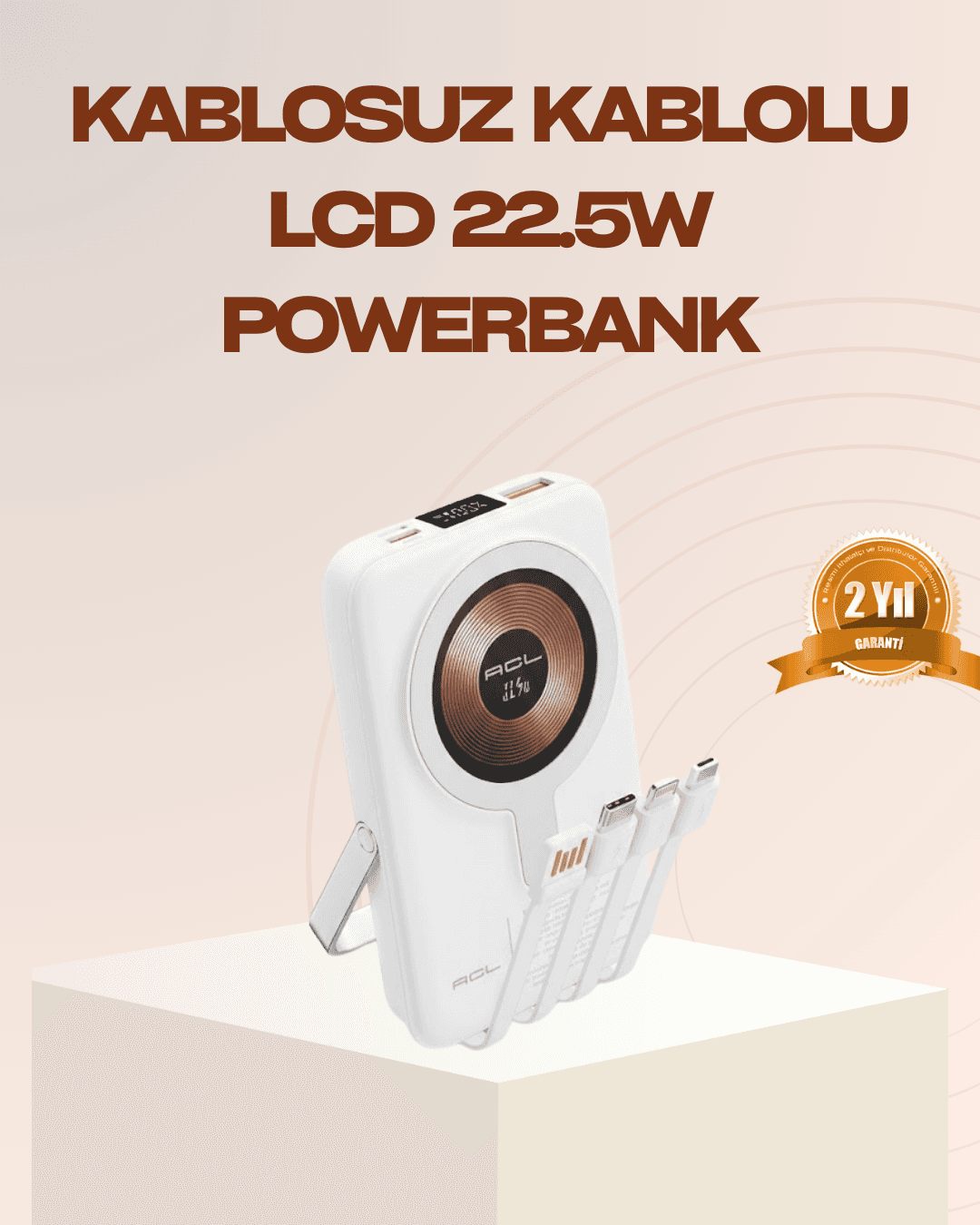 Manyetik Kablosuz Powerbank 22.5W Hızlı Şarj LCD Ekranlı