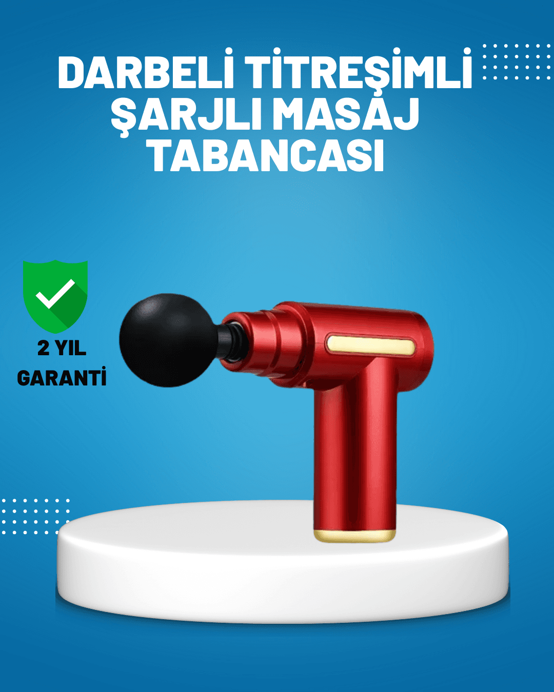 Titreşimli Masaj Tabancası 4 Başlıklı 6 Hız Ayarlı Kas Rahatlatıcı Şarjlı
