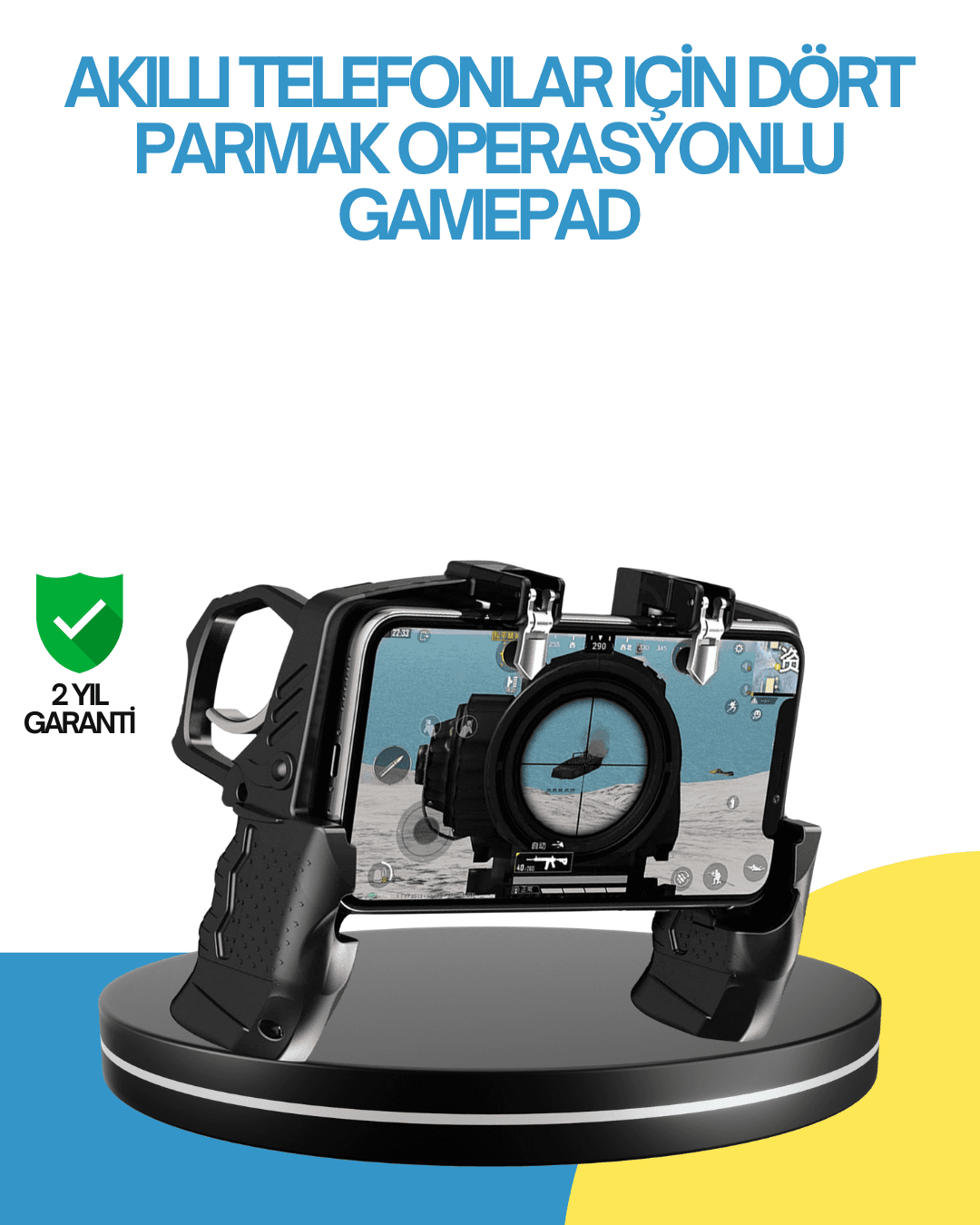 Dört Parmak Destekli Mobil Gamepad Tetikli Oyun Kontrolcüsü FPS Aksiyon