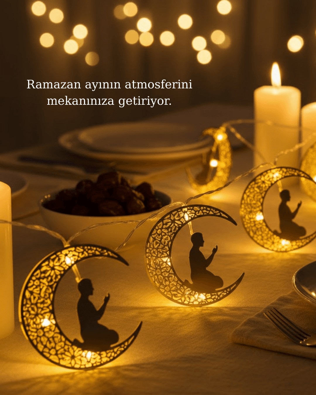Dekoratif Ramazan Ay Işığı Secde Eden Adam Figürlü 6