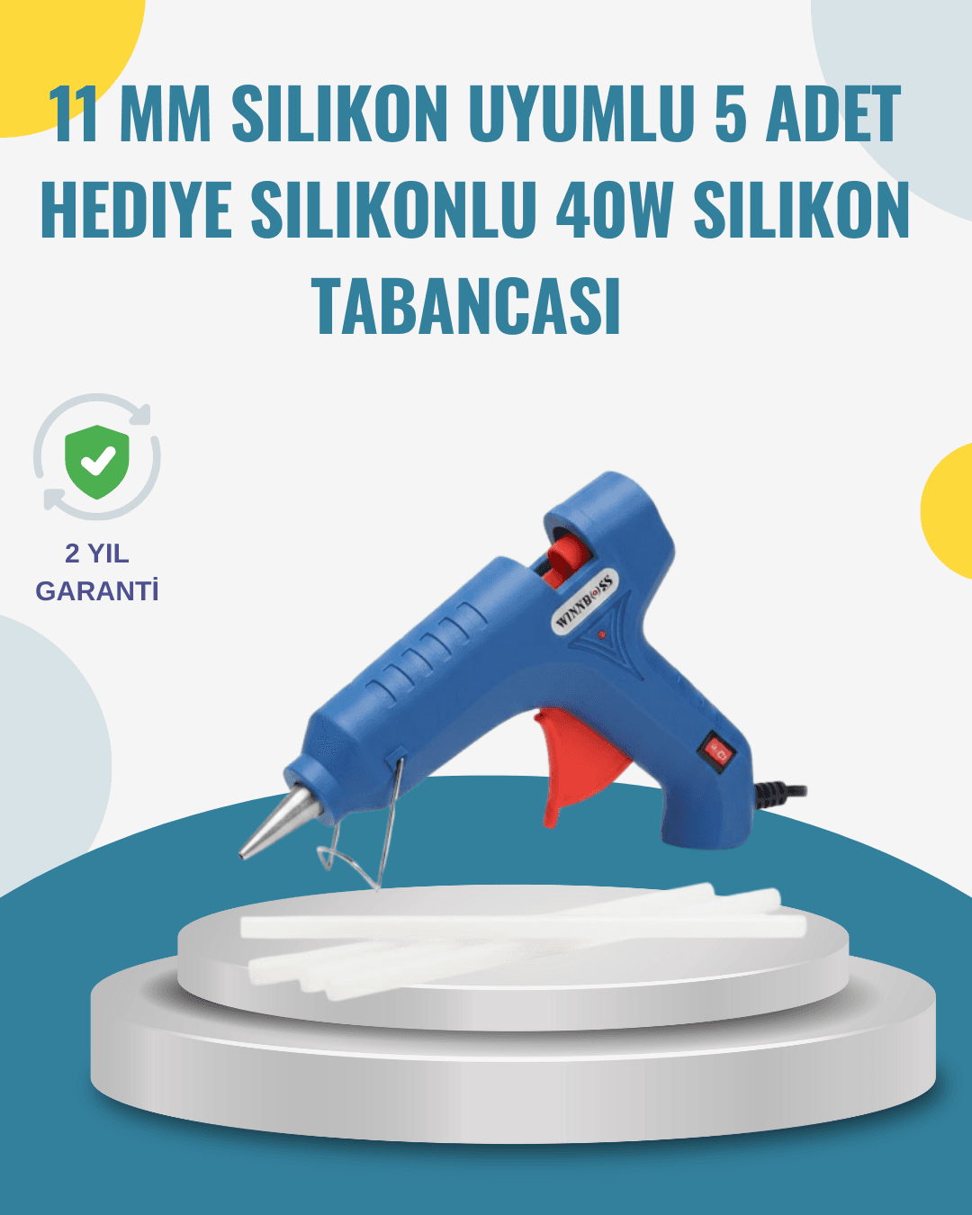 40W Sıcak Silikon Tabancası 5 Silikon Hediyeli Pratik Güçlü Yapıştırma
