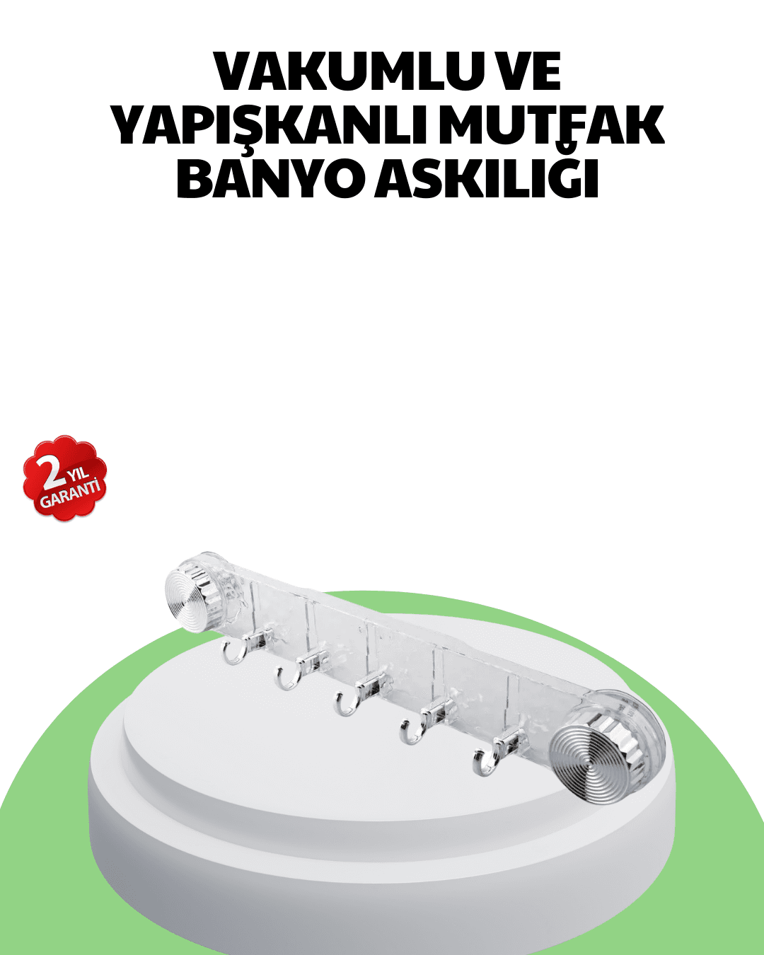 Mutfak ve Banyo Askılığı Vakumlu Yapışkanlı 5 Askı Bölmeli