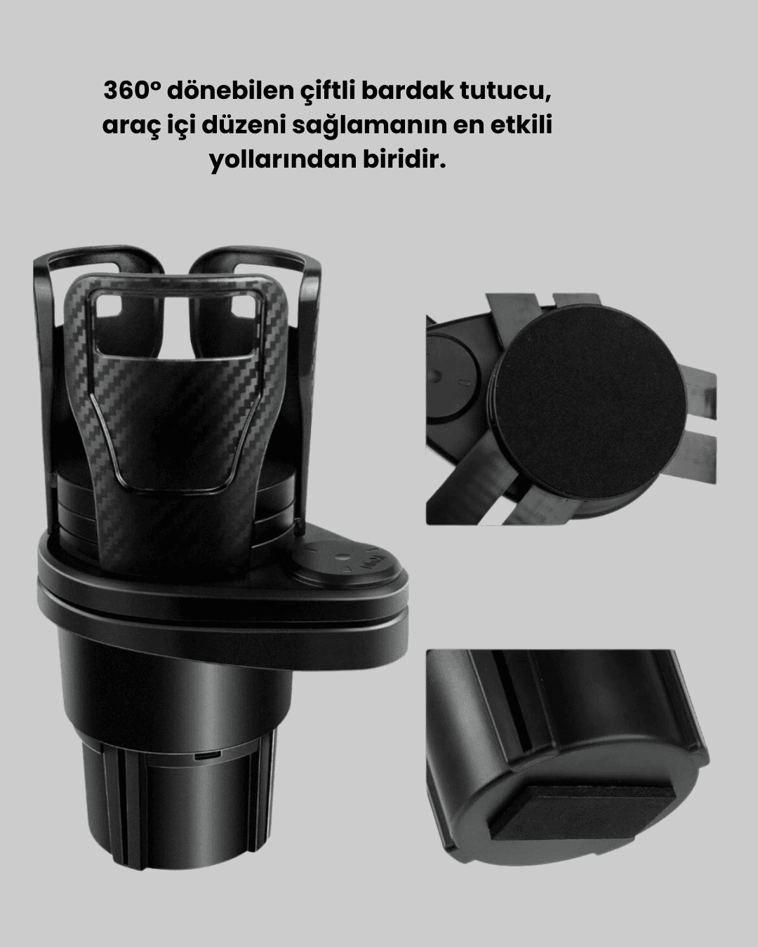 Araç İçi Düzen ve Ambiyans Seti Çift Bardak Tutucu + LED Işık 3