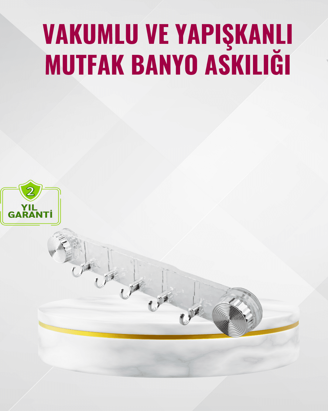 Duvar Tipi Vakumlu Askılık Şeffaf Orta Tasarımlı