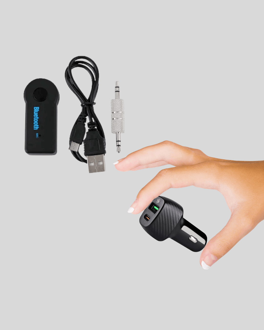 Araç İçi Bluetooth Müzik Kiti + Type-C PD Araç Şarjı Seti 4