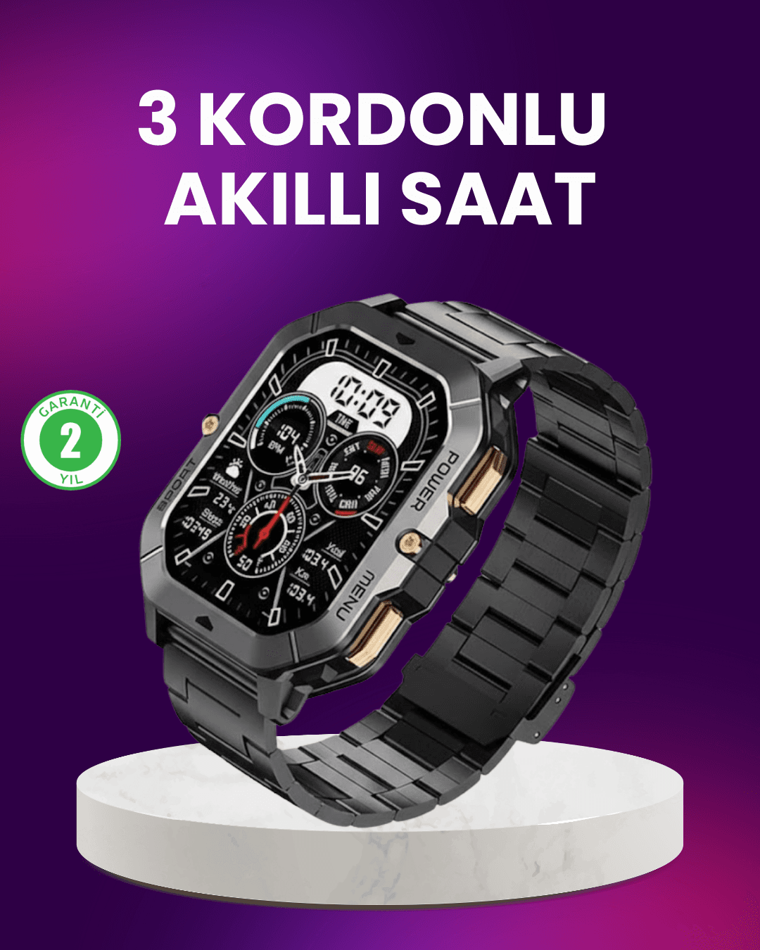 Kablosuz Şarjlı Akıllı Saat – Bildirim ve Spor Takibi, AMOLED Ekran