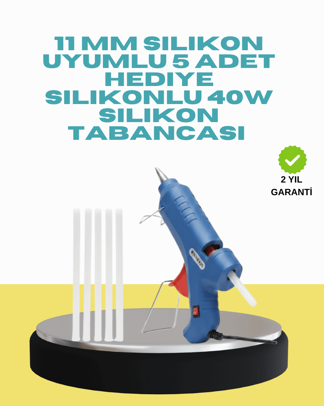 40W Sıcak Silikon Tabancası 5 Silikon Hediyeli Ev ve Hobi Kullanımı İçin