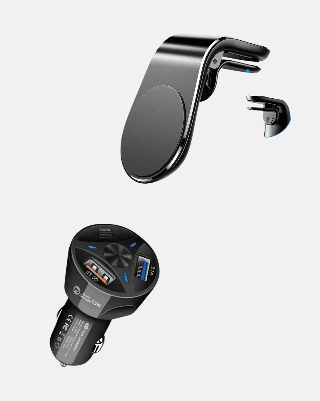 Araç İçi Telefon Tutucu + Quick Charge 3.0 Araç Şarj Cihazı Seti 5