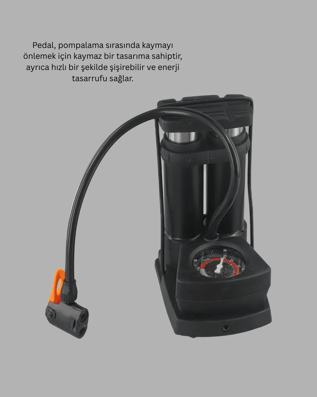 Basınç Saatli Ayak Pompası Bisiklet ve Araç Uyumlu 3