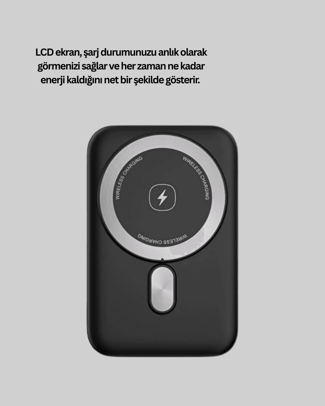 LCD Ekranlı Kablosuz Powerbank Type C ve USB Çıkışlı 5