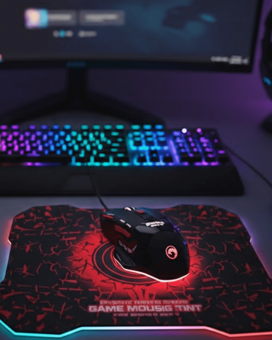 Işıklı Oyuncu Mouse ve Mousepad Seti Ergonomik RGB Aydınlatma 7 Tuş