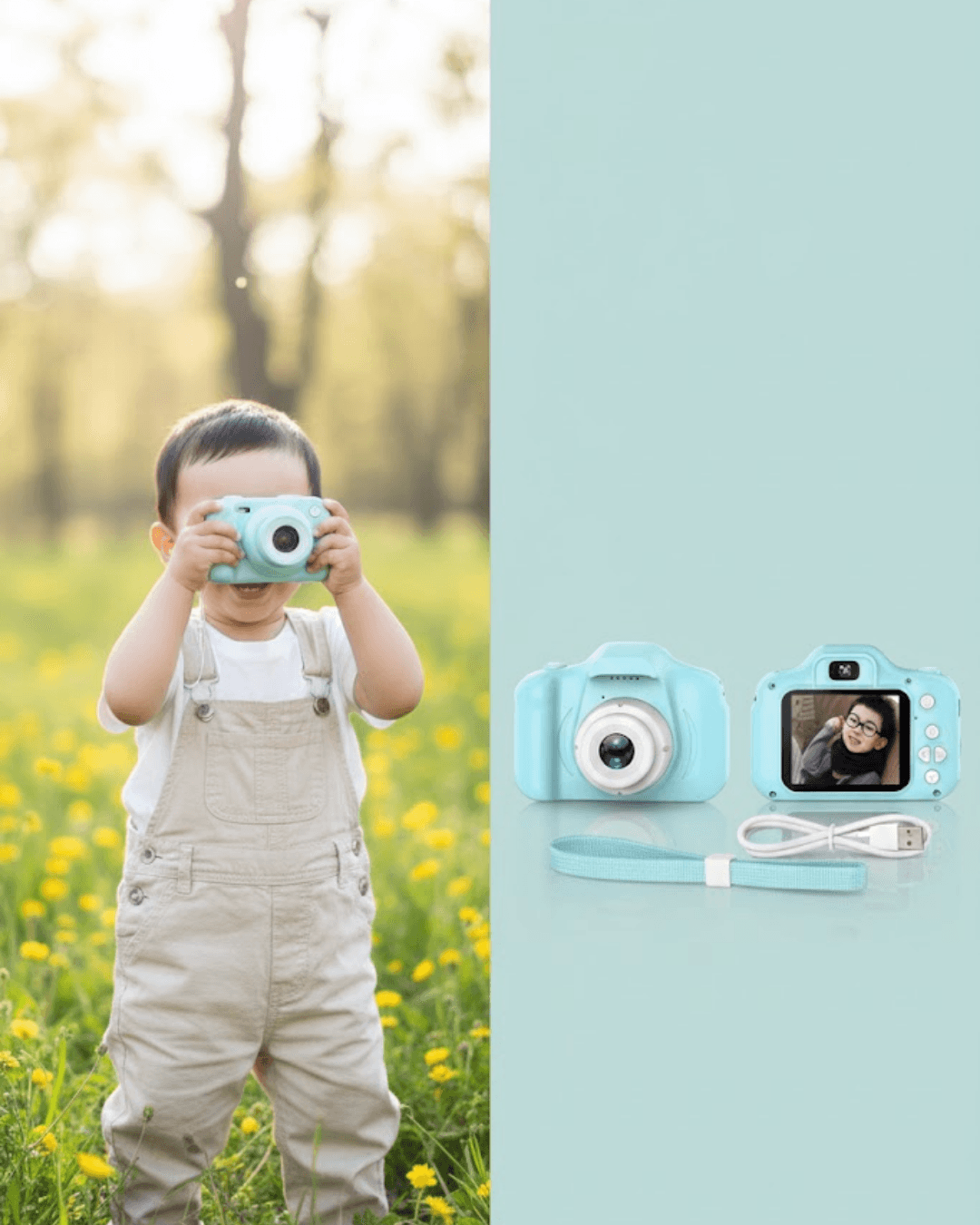 Mavi Mini HD Dijital Kamera Video ve Fotoğraf Çekimli Şarjlı Taşınabilir Kayıt Cihazı
