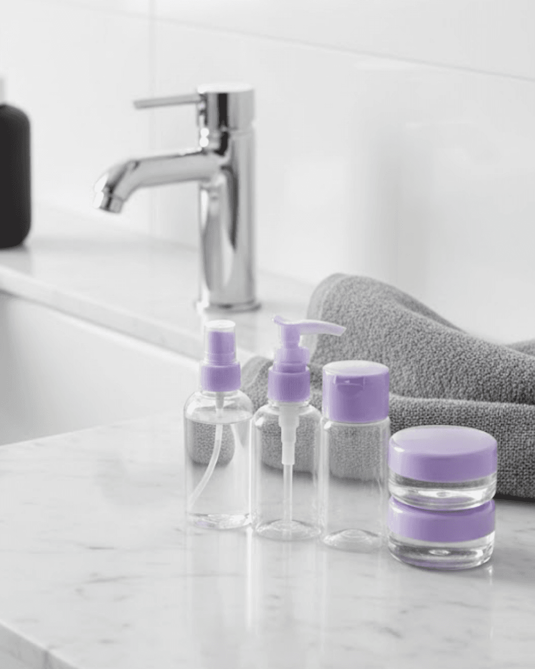 5 Parça Seyahat Banyo Seti 30 ml Şeffaf Taşınabilir Şişe Seti Sızdırmaz