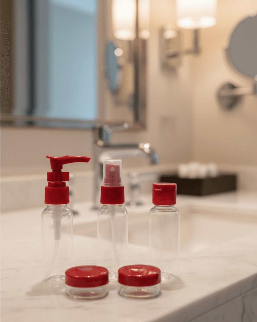 5'li Seyahat Boy Kozmetik Şişe Seti 30 ml Çantalı Organizer Sızdırmaz