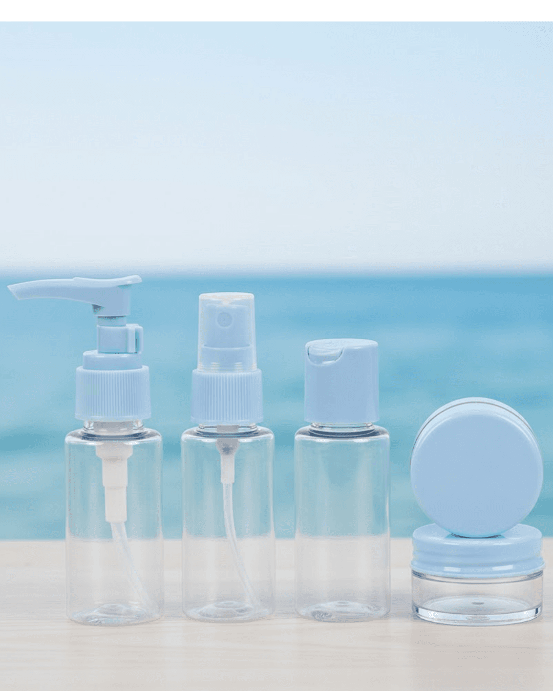 5'li Seyahat Dolum Şişe Seti 30 ml Şeffaf Taşıma Çantalı Sızdırmaz