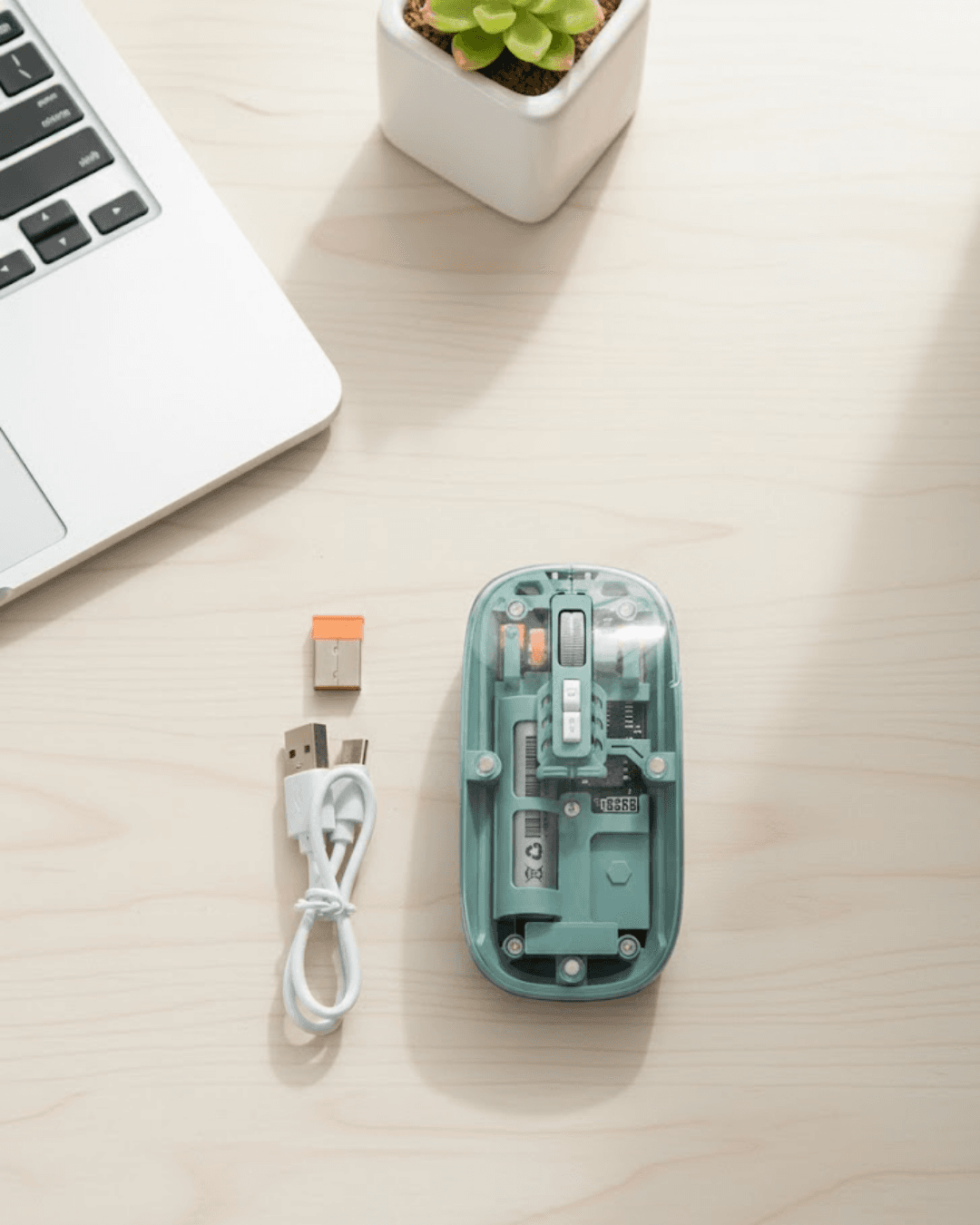 Pilli Kablosuz Şeffaf Mouse Bluetooth 2.4G USB Çift Mod Sessiz Tıklama