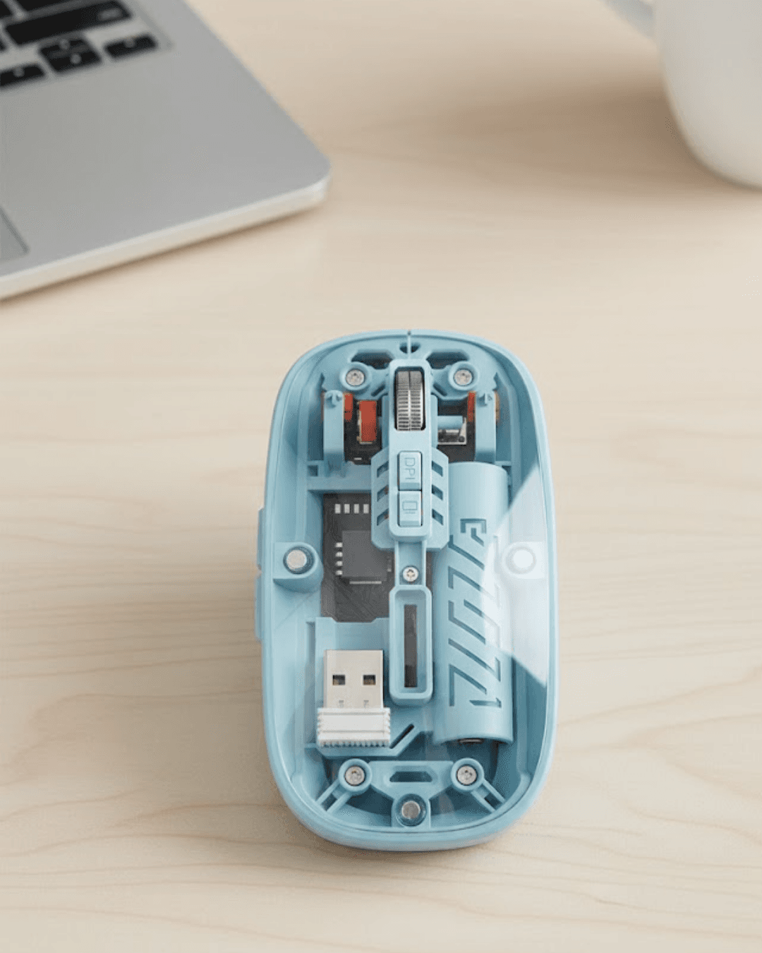 Bluetooth 5.2 ve 2.4G USB Kablosuz Mouse Pilli Mavi Tasarım 800-1600 DPI