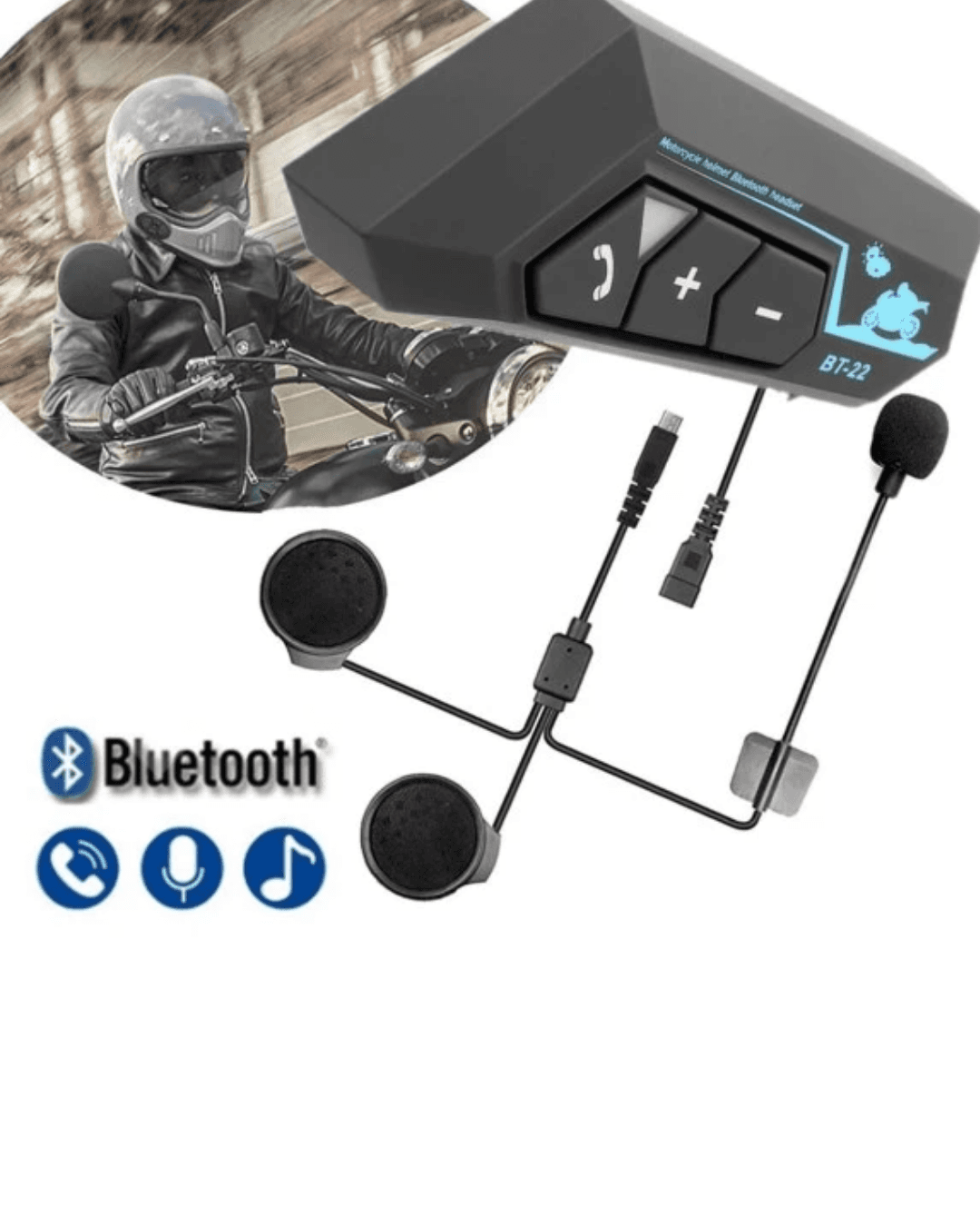 BT22 İntercom Motosiklet Kask Telsiz Kulaklık - Kablosuz Dahili Mikrofon 6