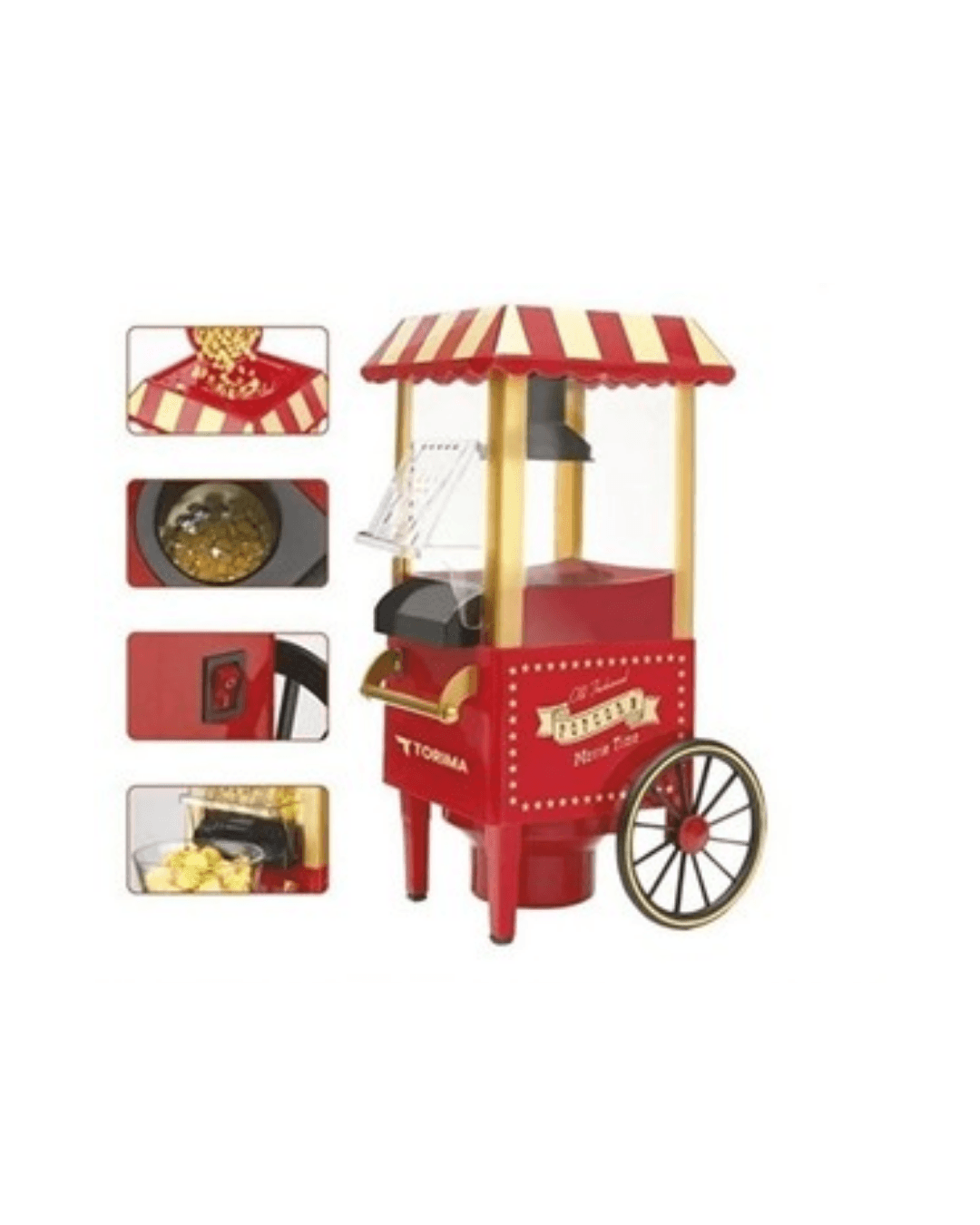 PG618 Kırmızı Yağsız Mısır Patlatma Makinesi - Nostaljik Sıcak Hava Popcorn Makinesi 6