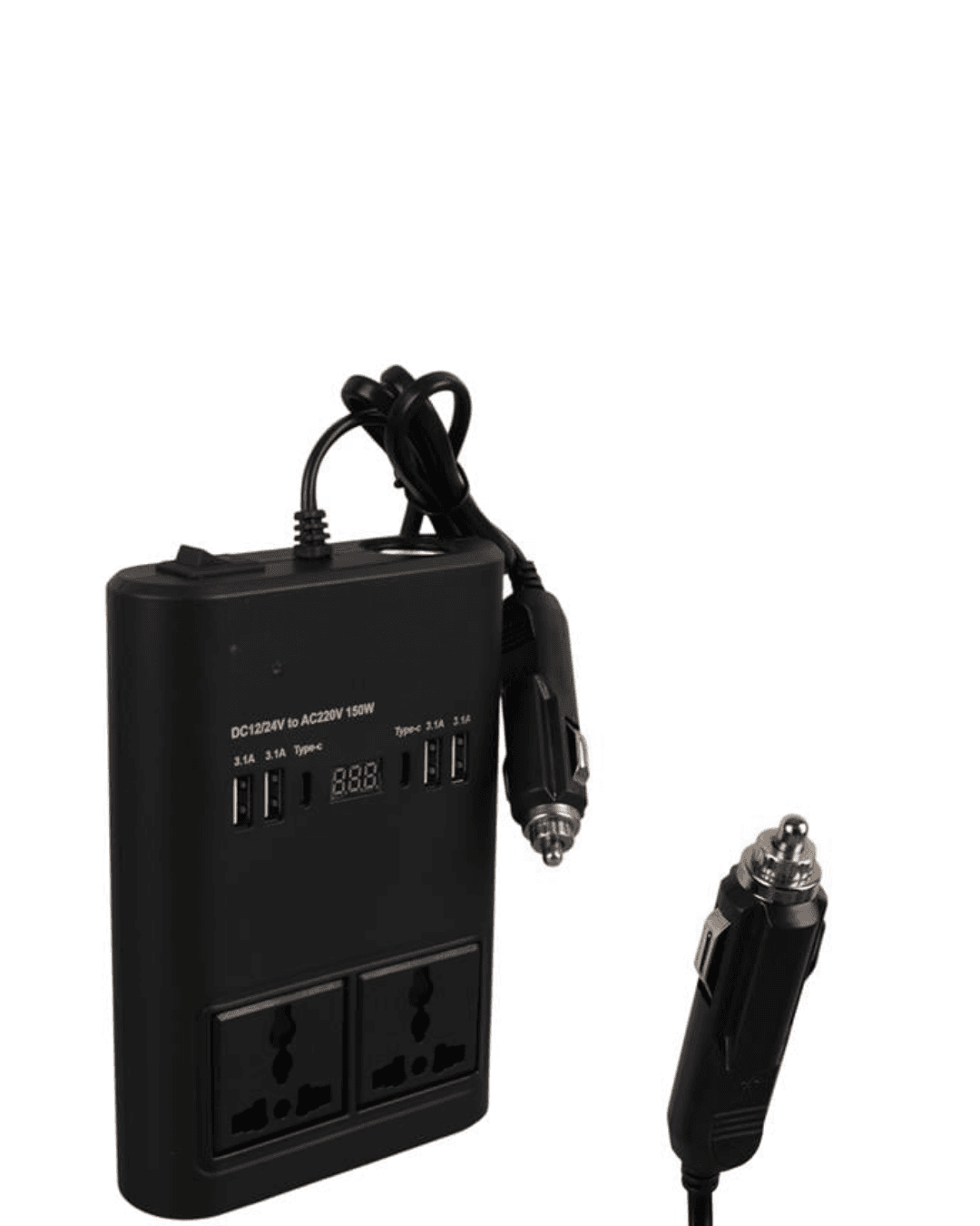 G25 Araç Çakmak Girişli Güç İnvertörü 12V 24V 220V Priz USB Şarj 6