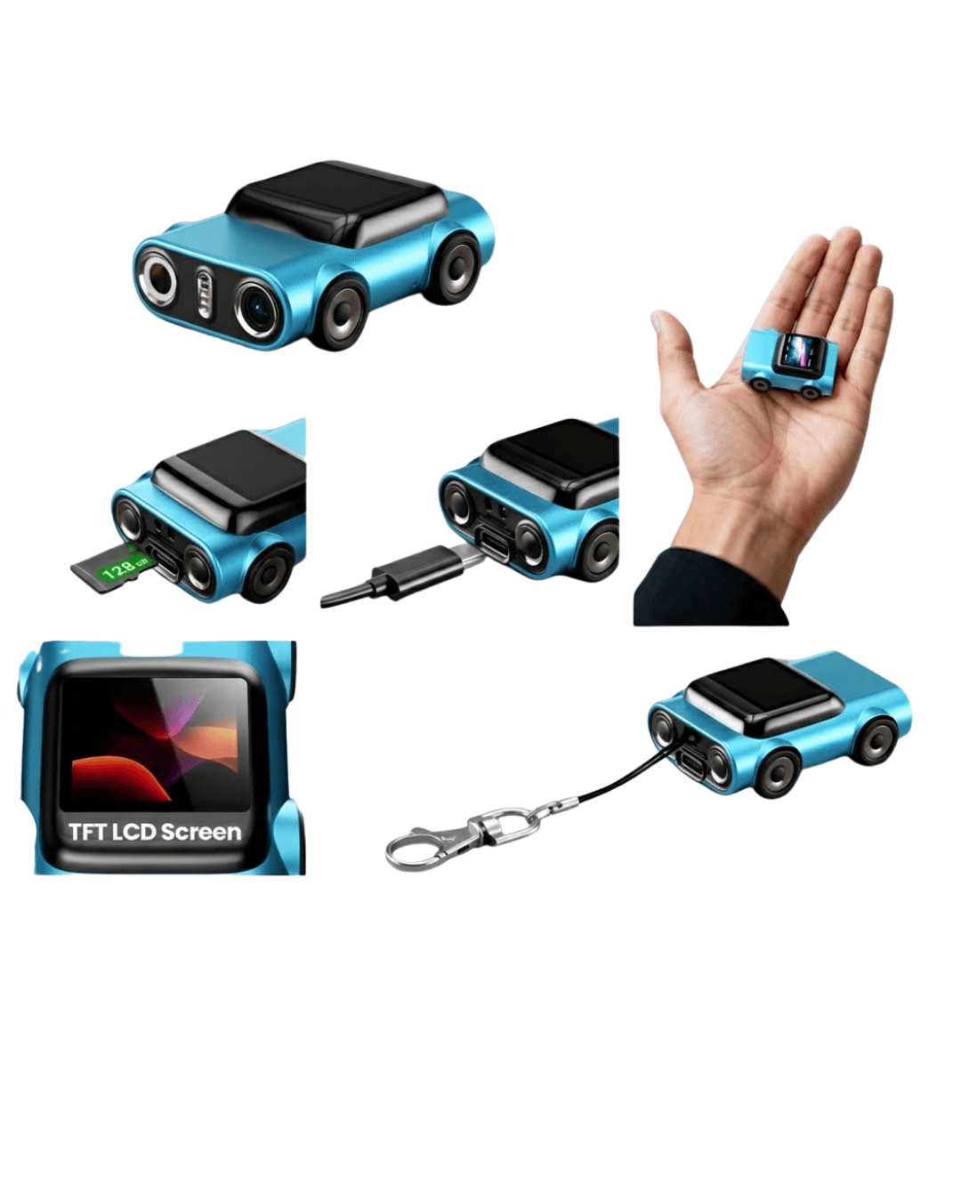 Kompakt Dash Kamera USB Şarj TF Kart Destekli Araç Ön Cam Kamerası 6
