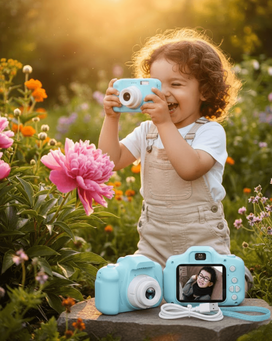 Mavi Kompakt Mini Kamera HD Video ve Fotoğraf Çekim Özellikli Şarjlı Model