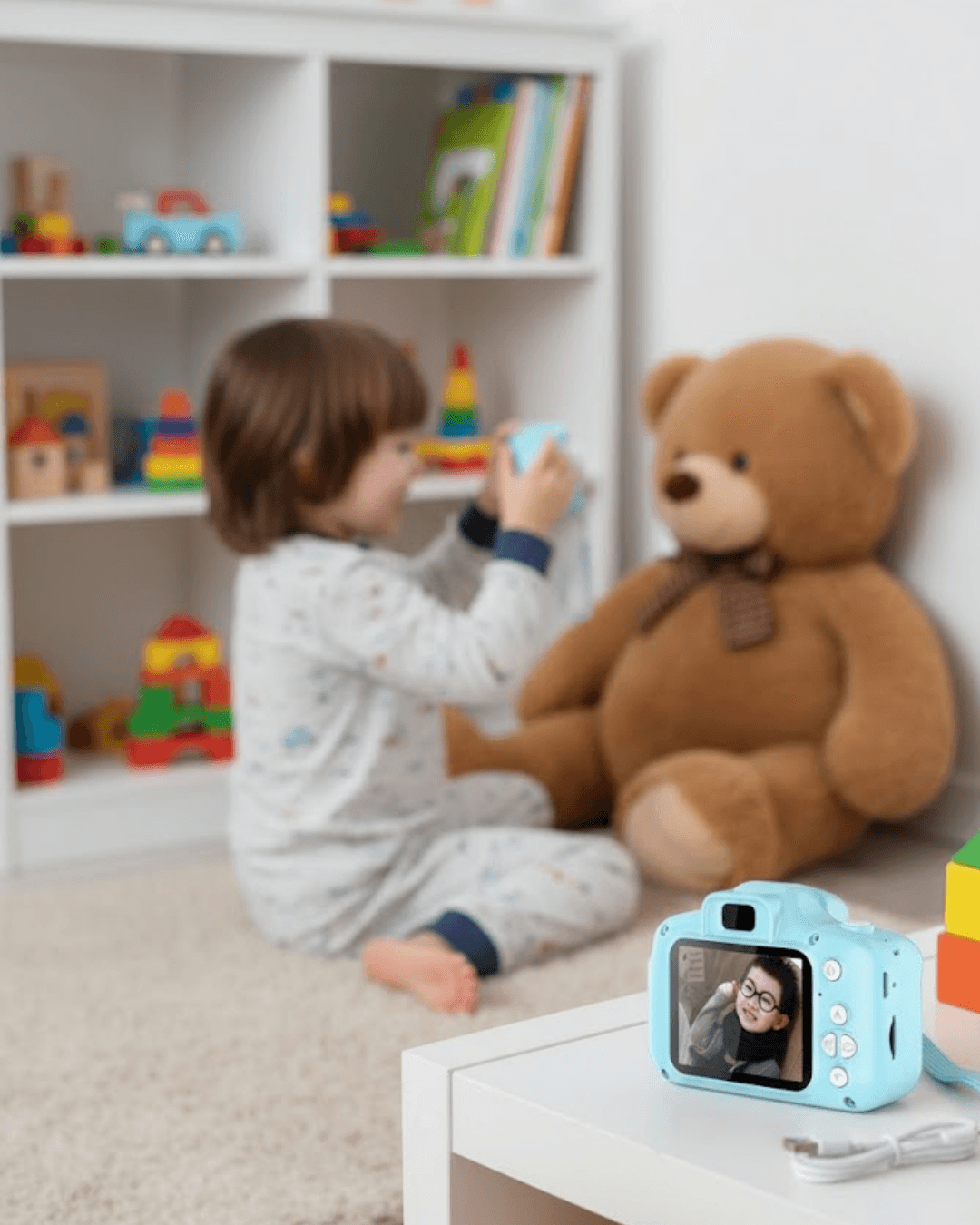 Çocuk Kamerası Mavi HD Mini Kamera Video ve Fotoğraf Çekim Şarjlı Model