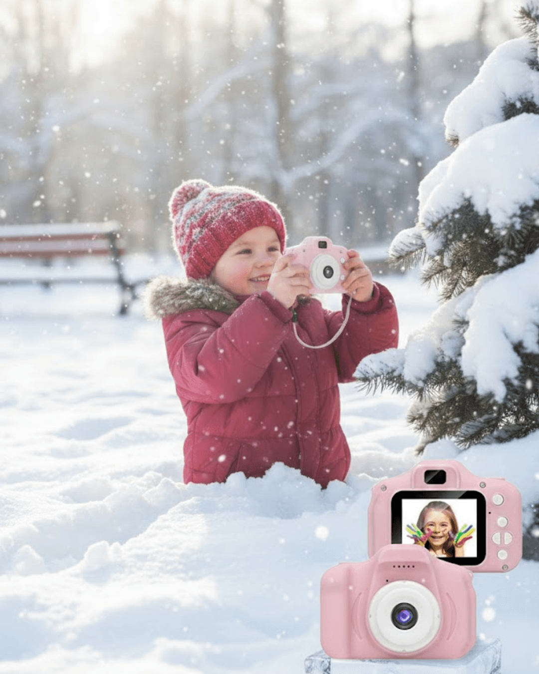 Pembe Çocuk Kamerası Taşınabilir Mini HD Dijital Video ve Fotoğraf Çekimli